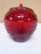 Longaberger Collectors Club Red Glass Strawberry Covered Candy Dish