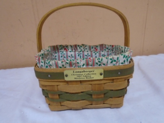 1987 Longaberger Mistletoe Basket w/ Liner & Protector