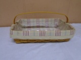 2002 Longaberger Back Porch Single Basket w/ Liner & Protector