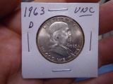 1963 D-Mint Silver Franklin Half Dollar