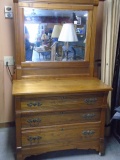Beautiful Antique 3 Drawer Dresser w/ Mirror
