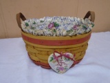 1995 Longaberger Mother's Day Basket of Love Basket w/ Liner & Protector