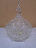 Beautiful Cut Lead Crystal Covered Candy Dish