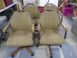 Set of 4 Upholstered Rolling Dining Chairs