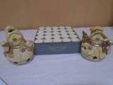 2 Snowman Tea Light Candle Lamps w/ 100 Brand New Tea Light Candles