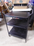 Vintage Black Metal 2 Tier Rolling Kitchen Cart