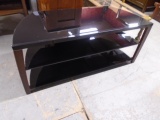 Metal & Wood 3 Tier Smoked Glass Flat Panel TV Stand