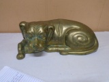 Large Brass Laying Dog