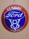 Ford V8 Metal Button Sign