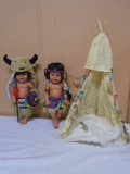 Ashley Belle Handpainted Indian Doll Set w/ TeePee