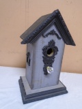 Decorative Wooden Bird House w/Metal Roof