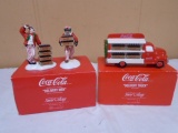 Dept 56 Coca-Cola Handpainted Ceramic Delivery Truck & 2pc Delivery Men