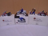 Dept 56 Harley Davidson 3pc Group Hand Painted Ceramic Accessories