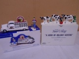 Dept 56 Hand Painted Ceramic Fresh Dairy Delivery & A Herd of Holiday Heifers Accessories
