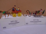 Dept 56 Hand Painted Ceramic Hitch UP The Buckboard & Holiday Sleigh Ride Together Accessories