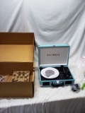 Teal Colored Victrola Record Player