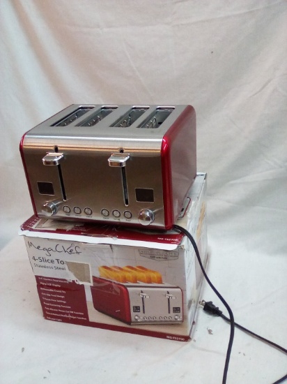 MegaChef 4-Slice Red and Stainless Steel Toaster