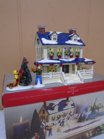 Dept. 56 Lighted Hand Painted Ceramic Snowy Pines Inn House