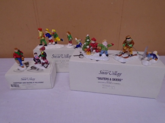 Dept. 56 3 Pc. Group of Skaters and Skiers Accessories