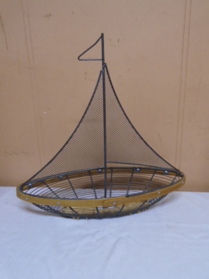 Metal Art Sailboat Basket