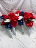 Set of 4 Artificial Floral Décor W/ In Ground Composite Steak Bases