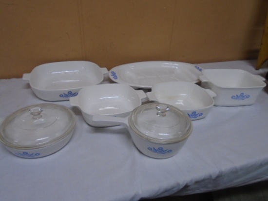 7pc Group of Corning Ware Blue Cornflower Baking Dishes