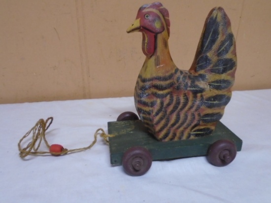 Wooden Painted Chicken Pull Toy