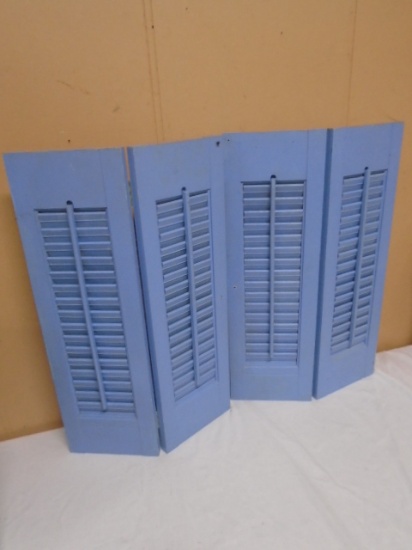 2 Painted Blue Wooden Shutters