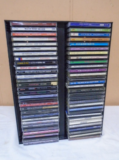 Group of 60 Rock-Pop-Mixed Genre CDs in Holder