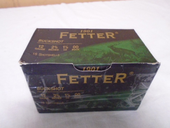 15 Round Box of 1901 Fetter 00 Buck Shotgun Shells