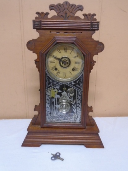 Antique Ansonia Clock Co Eight Day Durham Woodcase Clock