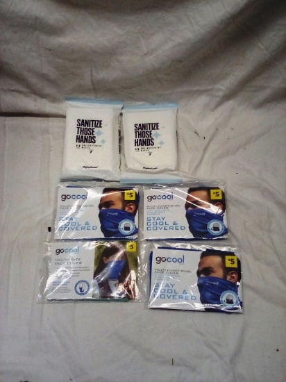 2 Packs Of Antibacterial Wipes & 4 Go Cool Mask