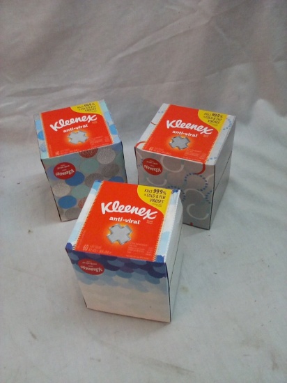 Qty. 3 Boxes of 60-3 Ply Facial Tissues by Kleenex