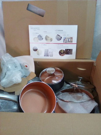 Michelango 10 Pc. Aluminum with Copper Ceramic Coating Pan Set w/ Glass Lids