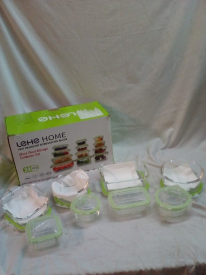 Group of 8 Lehe Home Heat Resistant Borosilicate Glass Food Storage Containers