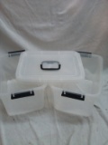 Pair of Plastic Storage Totes with locking lids 13”x9.5”x7” each