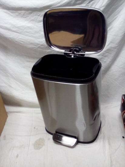 Stainless Steel 15" Tall Foot Pedal Trash Can