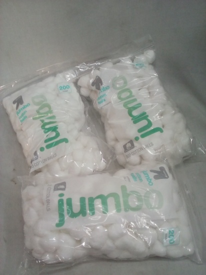 Qty. 3 Bags of 200 Each Jumbo Cotton Balls by UP&UP