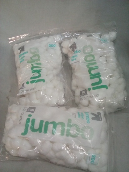 Qty. 3 Bags of 200 Each Jumbo Cotton Balls by UP&UP