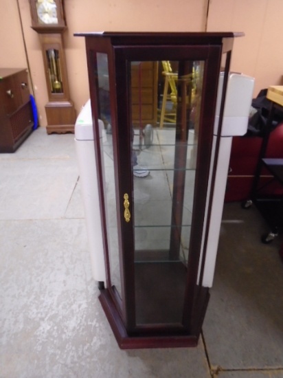 Small Cherry Glass Front Curio Cabinet w/ Glass Shelves