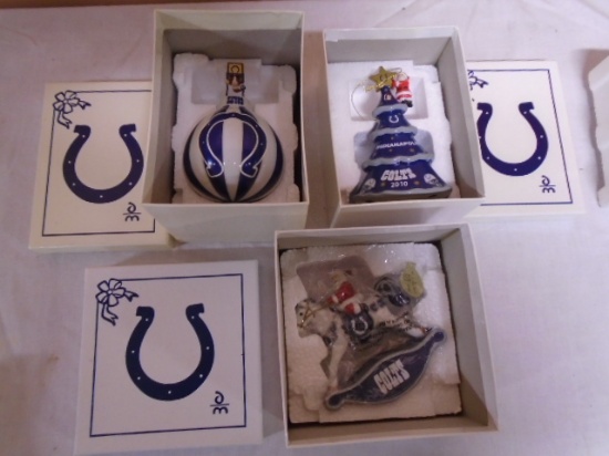 3pc Group of Collectible Indianapolis Colts Ornaments