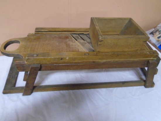 Antique Wooden Slaw Cutter w/Original Slide Box