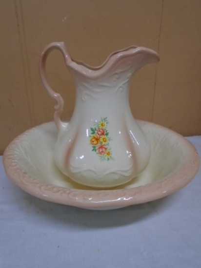 Beautiful Floral Pitcher & Bowl Set