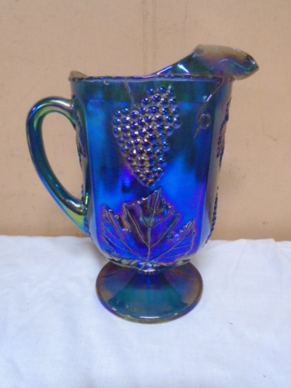 Vintage Indiana Glass Blue Carnival Harvest Pitcher