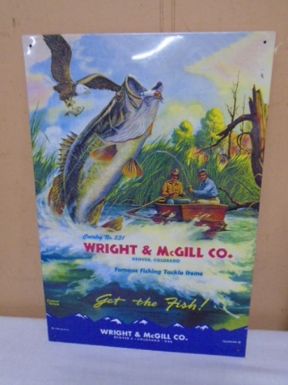 Wright and McGIll Coi "Get The Fish" Metal Advertisement Sign