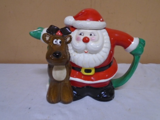 Santa & Reindeer Tea Pot