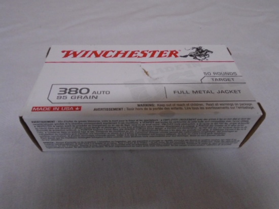 50 Round Box of Winchester 380 Auto Centerfire Cartridges