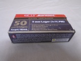 50 Round Box of Barnaul 9mm Pistol Cartridges
