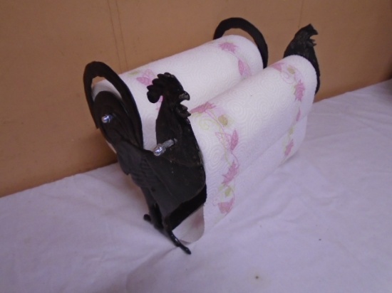 Cast Iron Double Sided Chicken Paper Towel Holder