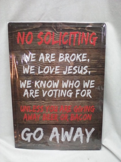 Metal Sign 12inx17in No Soliciting